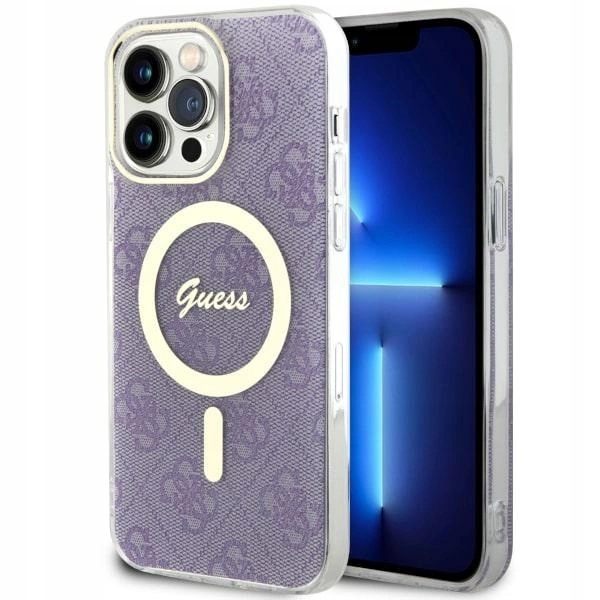 Pouzdro Guess 4G MagSafe na iPhone 14 Pro Max purpurové