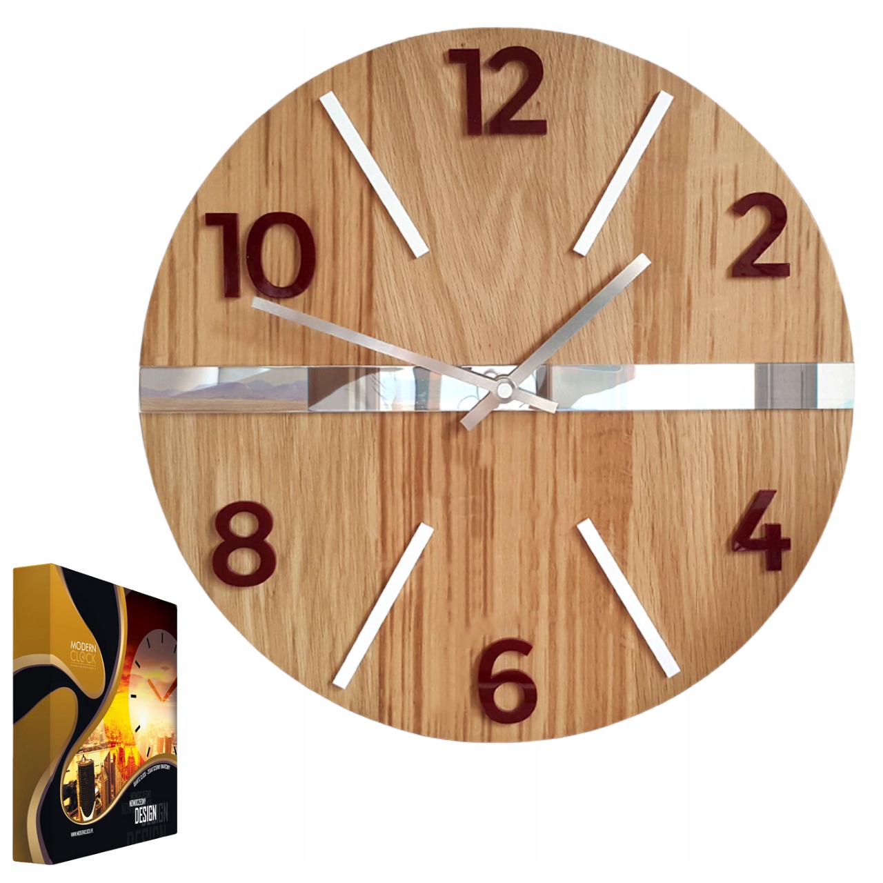 Nástěnné hodiny Dřevěné Dubové Akrylové Luxurry Wood Kulatý Křemenné