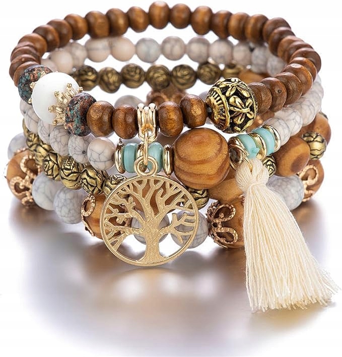 4X Náramky Boho Ruční Výroba Korálky Stylové Přívěsky