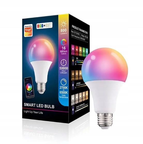 Żarówka LED E27 WIFI SMART 9W RGB CCT Inteligentna TUYA SMART