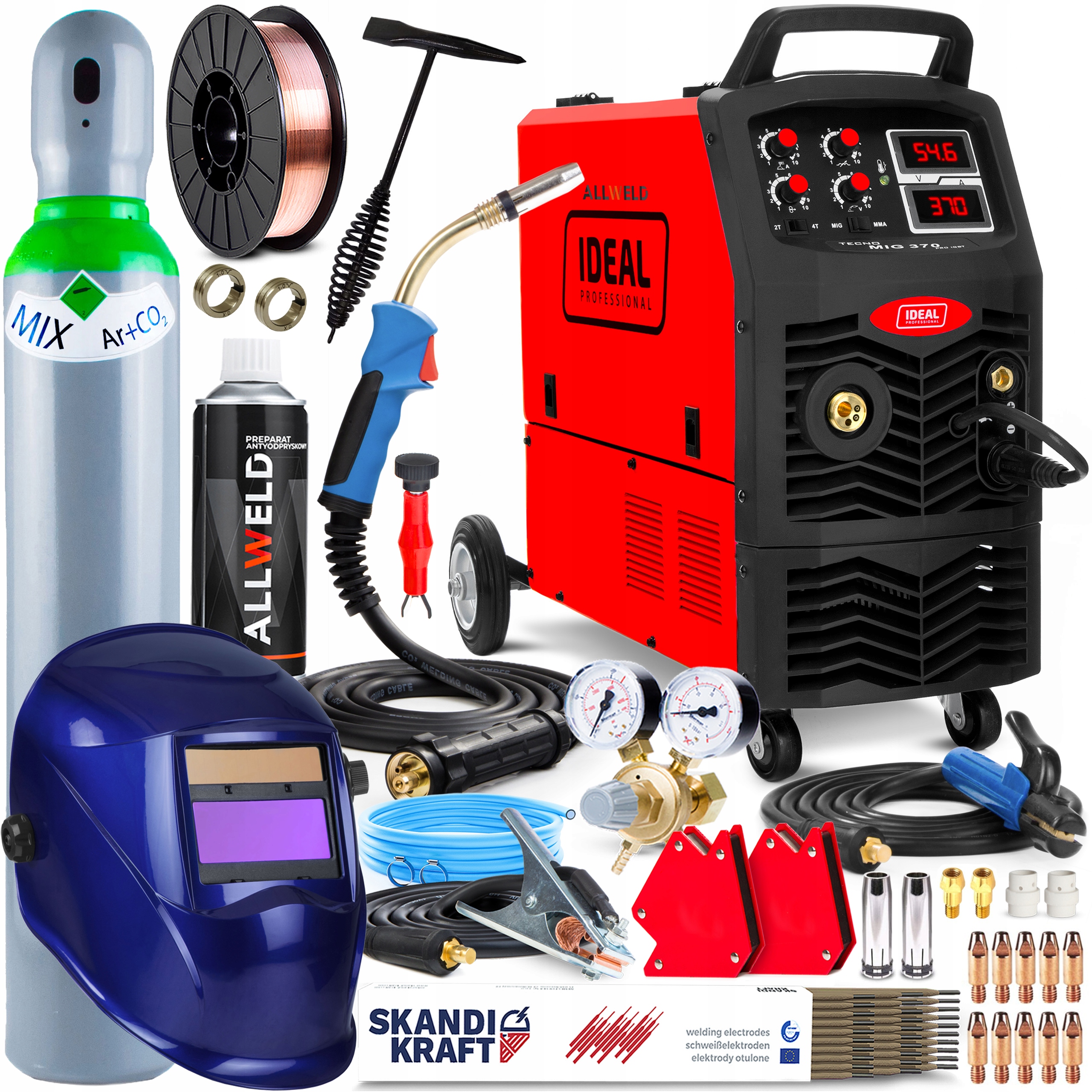 Poloautomatický Svařovací Stroj Ideal Tecno Mig 370 4X4 Digital Mma 400V 350A Alu