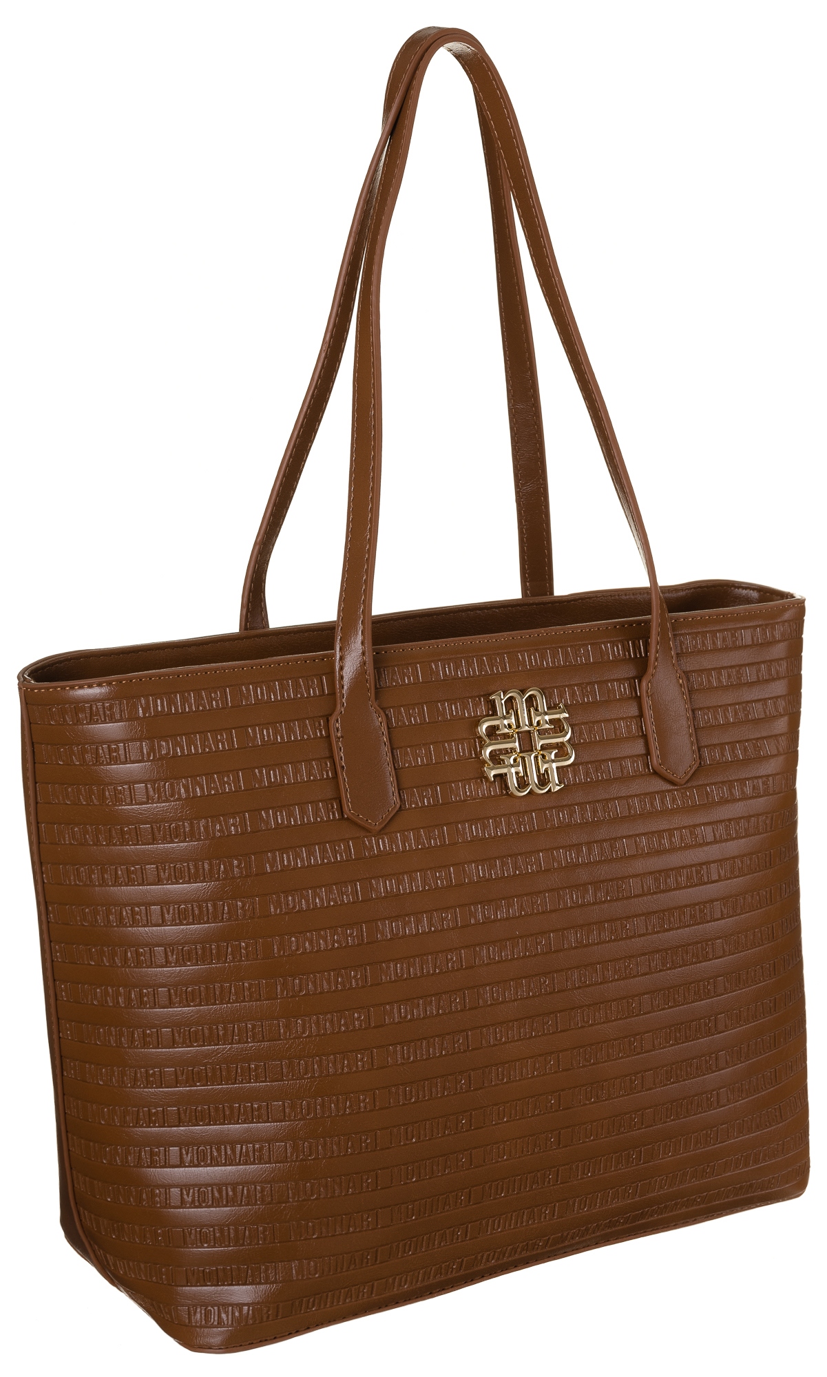 

Monnari torba damska shopper bag logo pojemna brąz