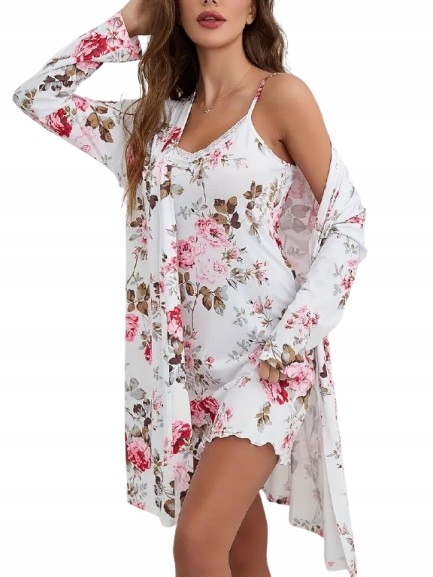 Elegantní Romantický Komplet Župan Košile Noční Růže Provence L