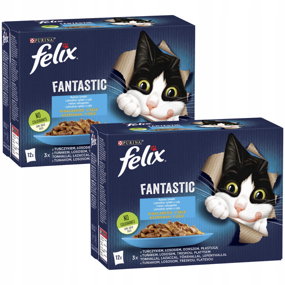 Mokra Karma Dla Kotów Felix Fantastic MIX Rybne Smaki w Galarecie x2