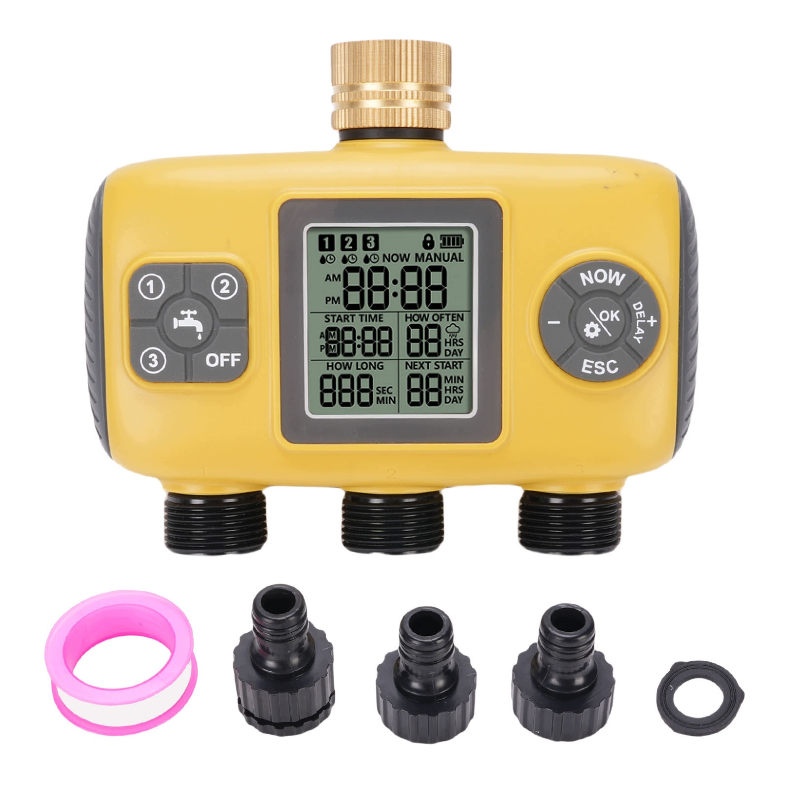 Timer zraszacza z 3 wylotami Timer węża ogrodowego z opóźnieniem Em