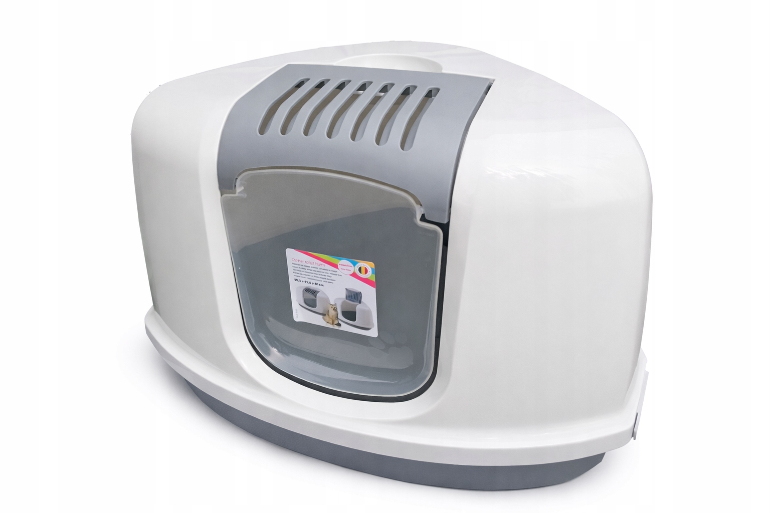 Kuweta Duża narożna Dla Kota kotów kryta Szara