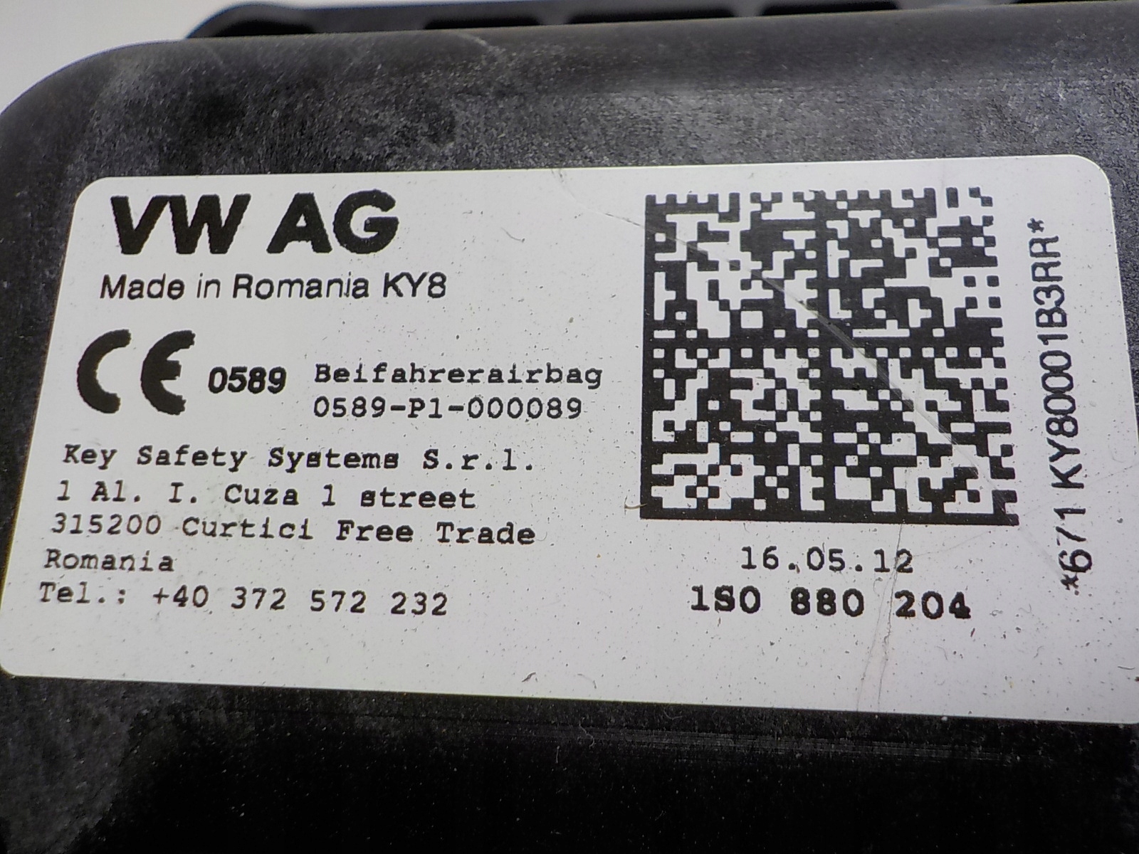 VW UP! MII CITIGO passenger airbag AIR BAG