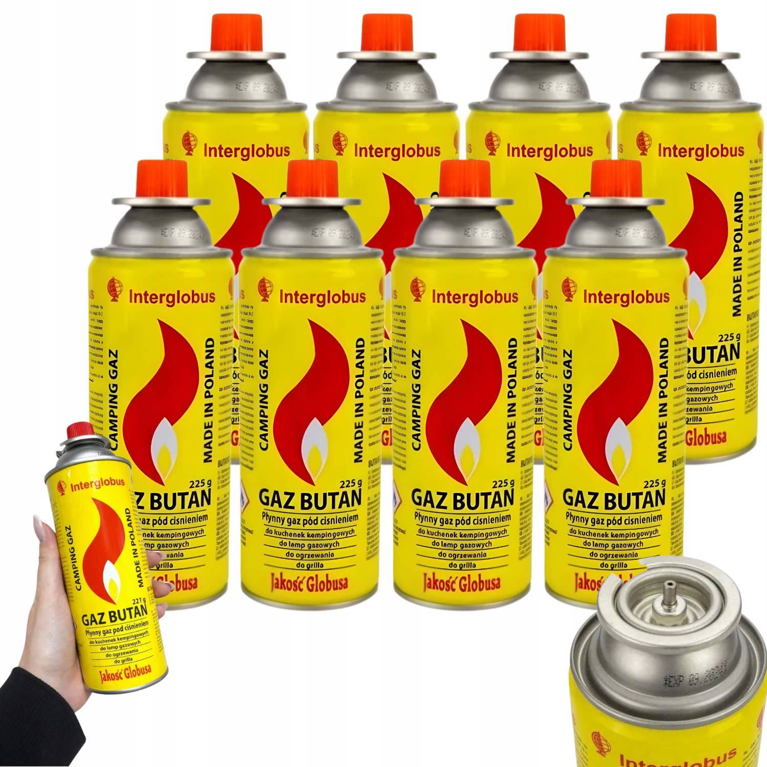 8xKartusz gazowy Inter Globus gaz do kuchenki turystycznej 225 g 400 ml