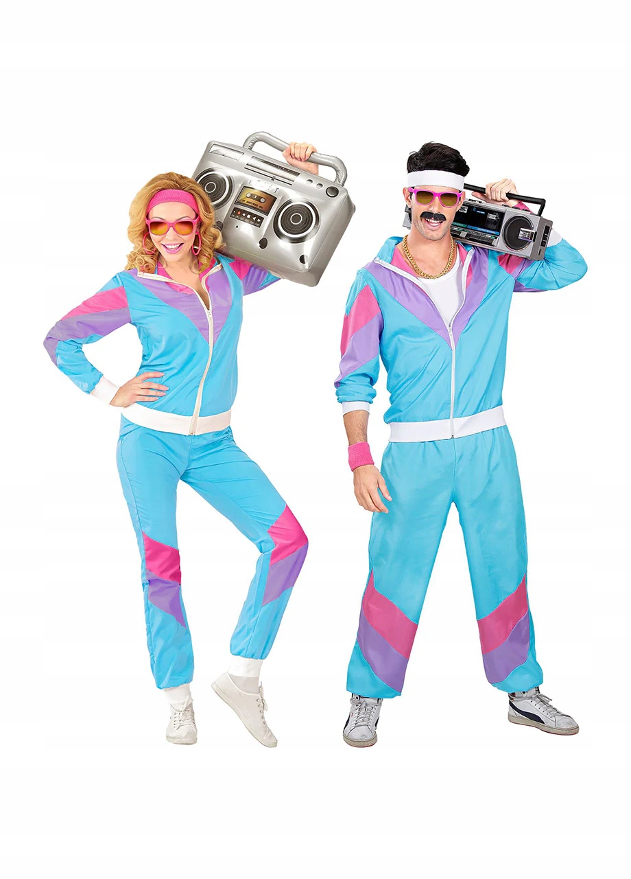 Kostým Teplákovka Modrý Retro teplákovka Kostým léta 70 80 Disco Převlek XXXL