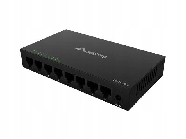Lanberg Switch 8X 1GB/S Gigabit Ethernet Pro 12V Lan Konektory Kovové Pouzdro