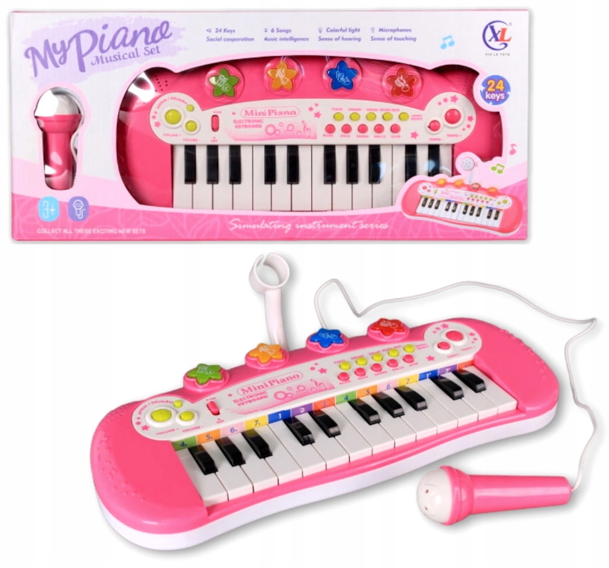 INTERAKTYWNE PIANINKO ORGANY Z MIKROFONEM ŚWIATŁO MELODIE Marka inna