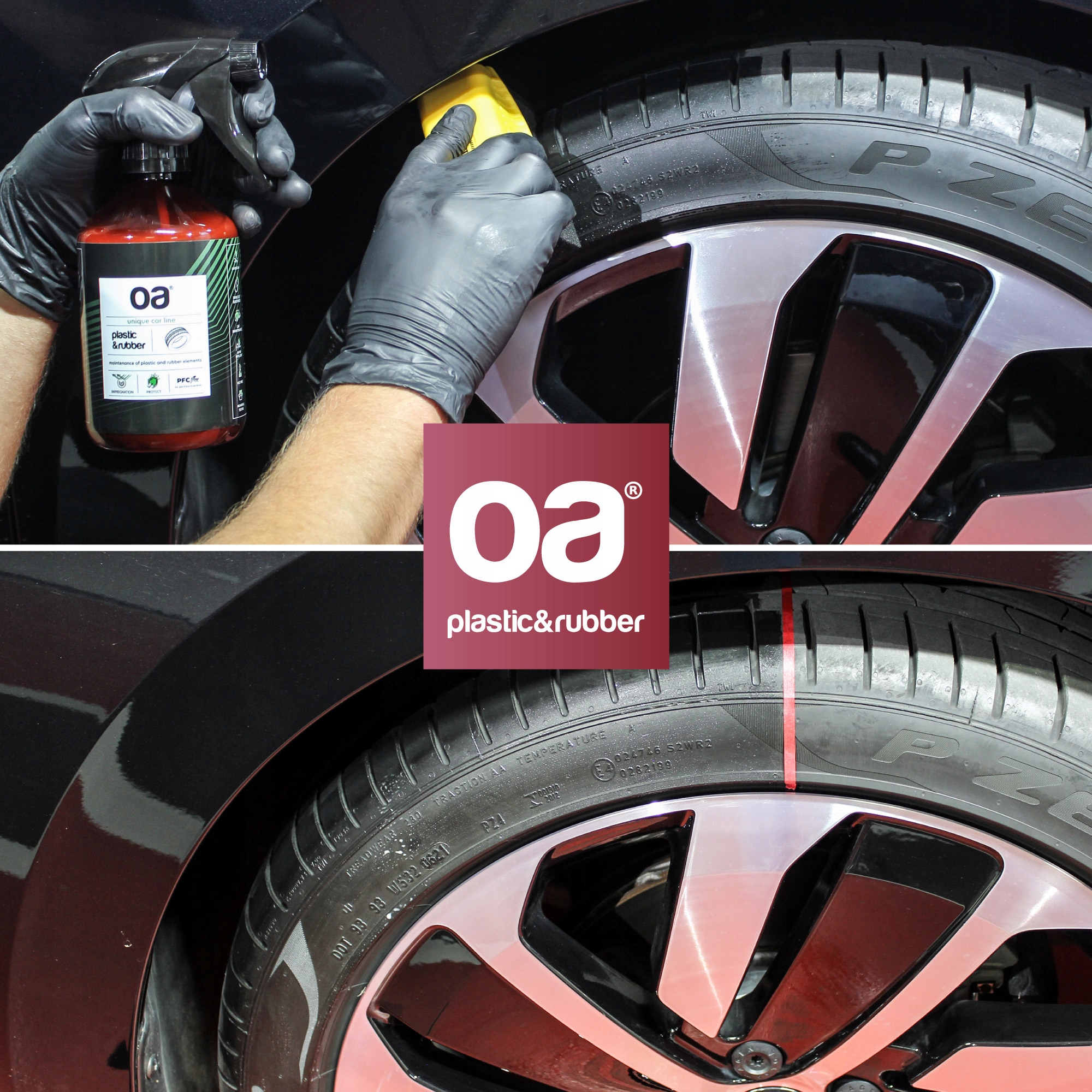 Zestaw Mikrofibra + Impregnat do OPON PLASTIKU GUMY samochodu 500 ml OA Producent OA