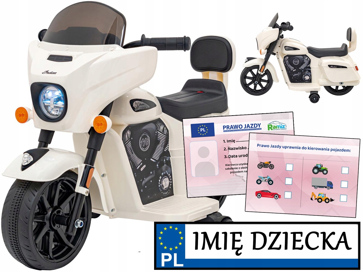 motor na akumulator Chopper Indian motorek elektryczny dla dziewczynki