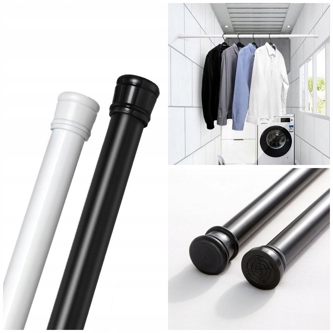 Drążek Rozporowy Prysznicowy Karnisz Czarny Bez Wiercenia 110-200CM 25mm