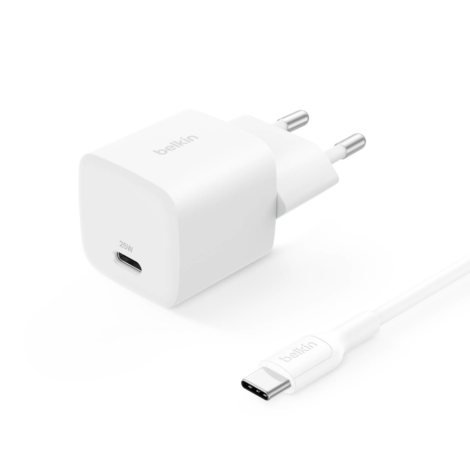 Belkin Nabíječka Usb-c 25W Pd 3.1, kompaktní, kabel Usb-c, bílá