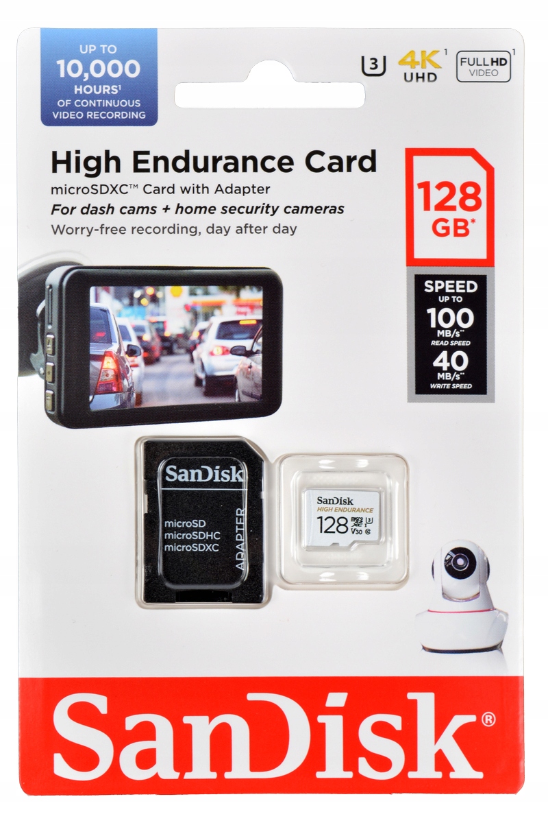 

Karta SanDisk High Endurance microSDXC 128 Gb V30