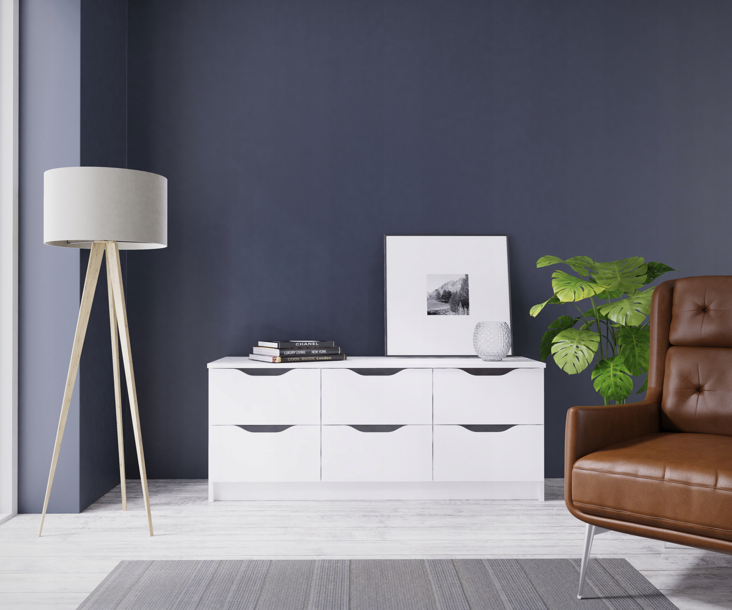 KOMODA BIAŁA Z SZUFLADAMI SZAFKA 6 SZUFLAD 122 CM EAN (GTIN) 5905137982906