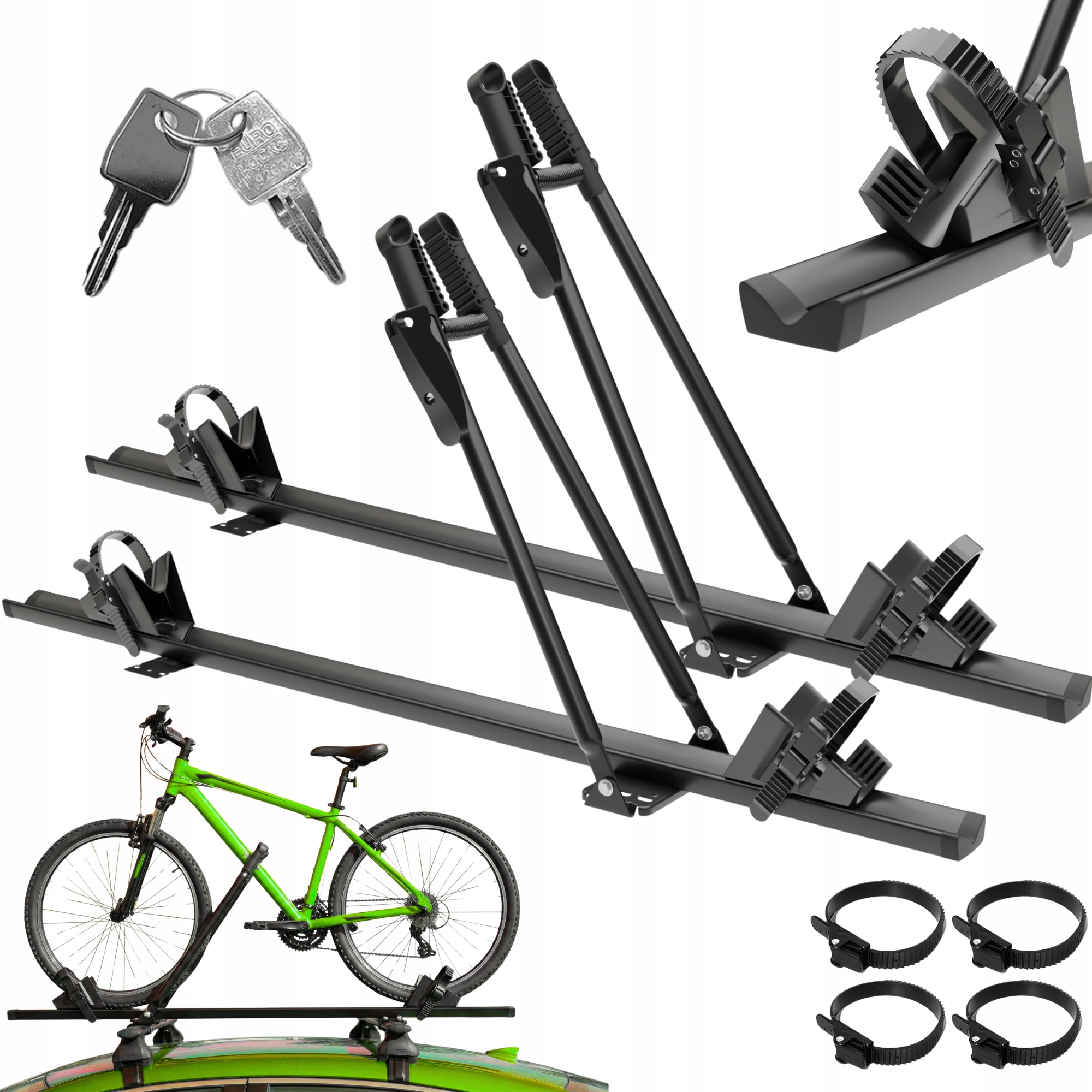 Amos Tour Uchwyt Rowerowy Na Dach Bagażnika x2 Alu Z Zabezpieczeniem Czarny