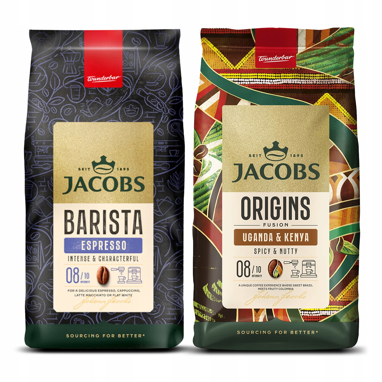 Kawa ziarnista Jacobs Barista Espresso Origins Fusion Uganda&Kenia 2x 1kg