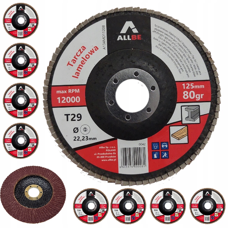 10SZT TARCZE LAMELOWE LISTKOWE 125MM P80 METAL