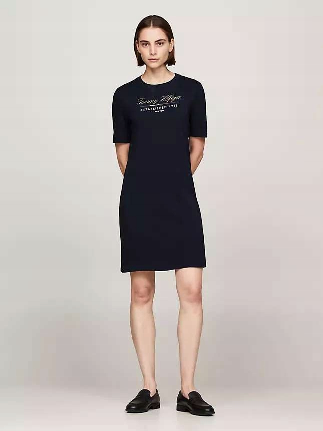 Tommy Hilfiger dámské šaty Script Logo modré S