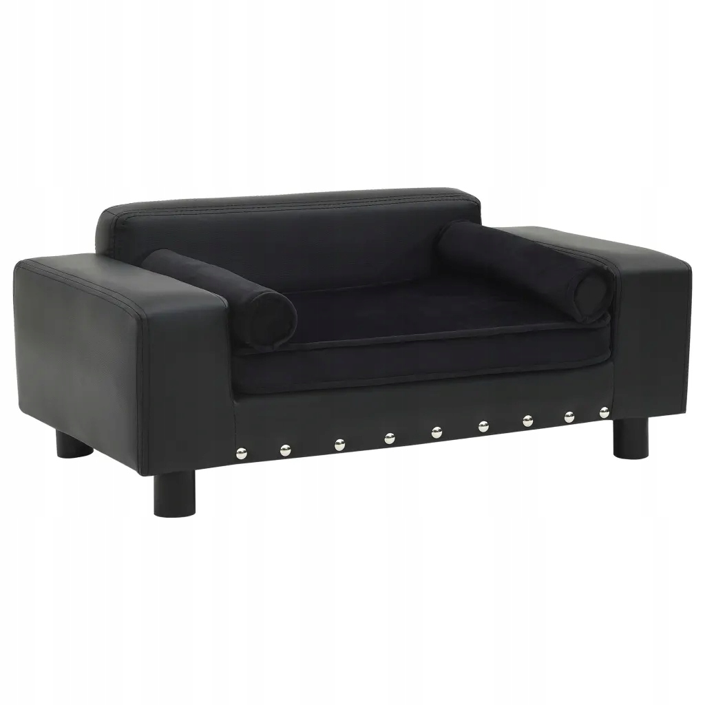 Levně vidaXL Pohovka pro psy černá 81 x 43 x 31 cm plyš a umělá kůže