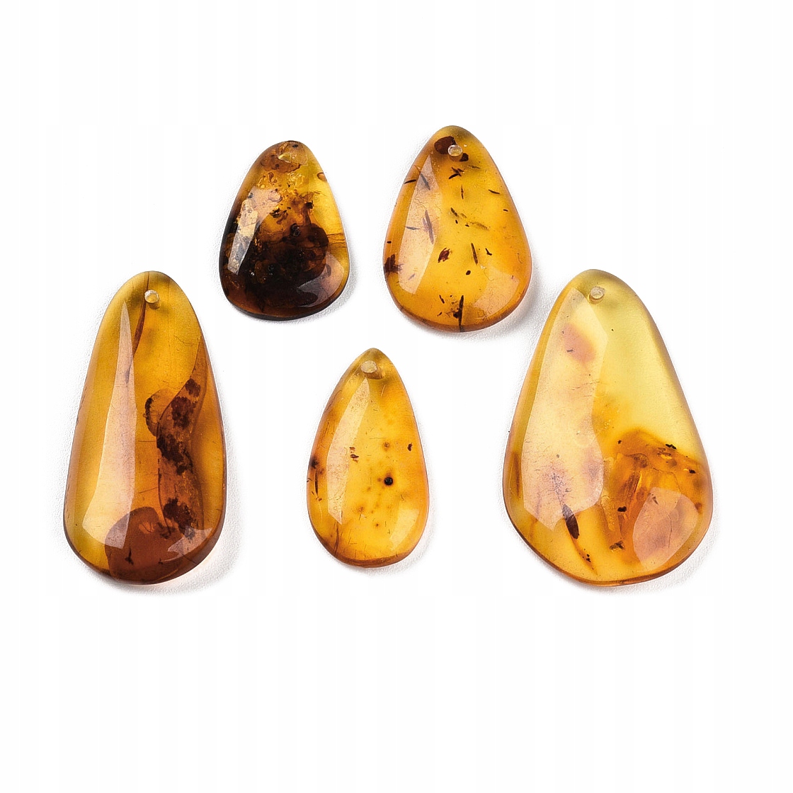 Přívěsky Přírodní Jantar Kapka, 19.5-33 mm, Otvor 1.2 mm, 5 ks