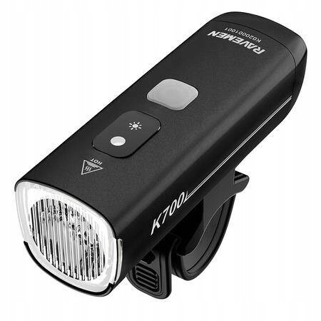 Lampka rowerowa przednia Ravemen K700 Ai, czarna, 700 lumenów Usb C