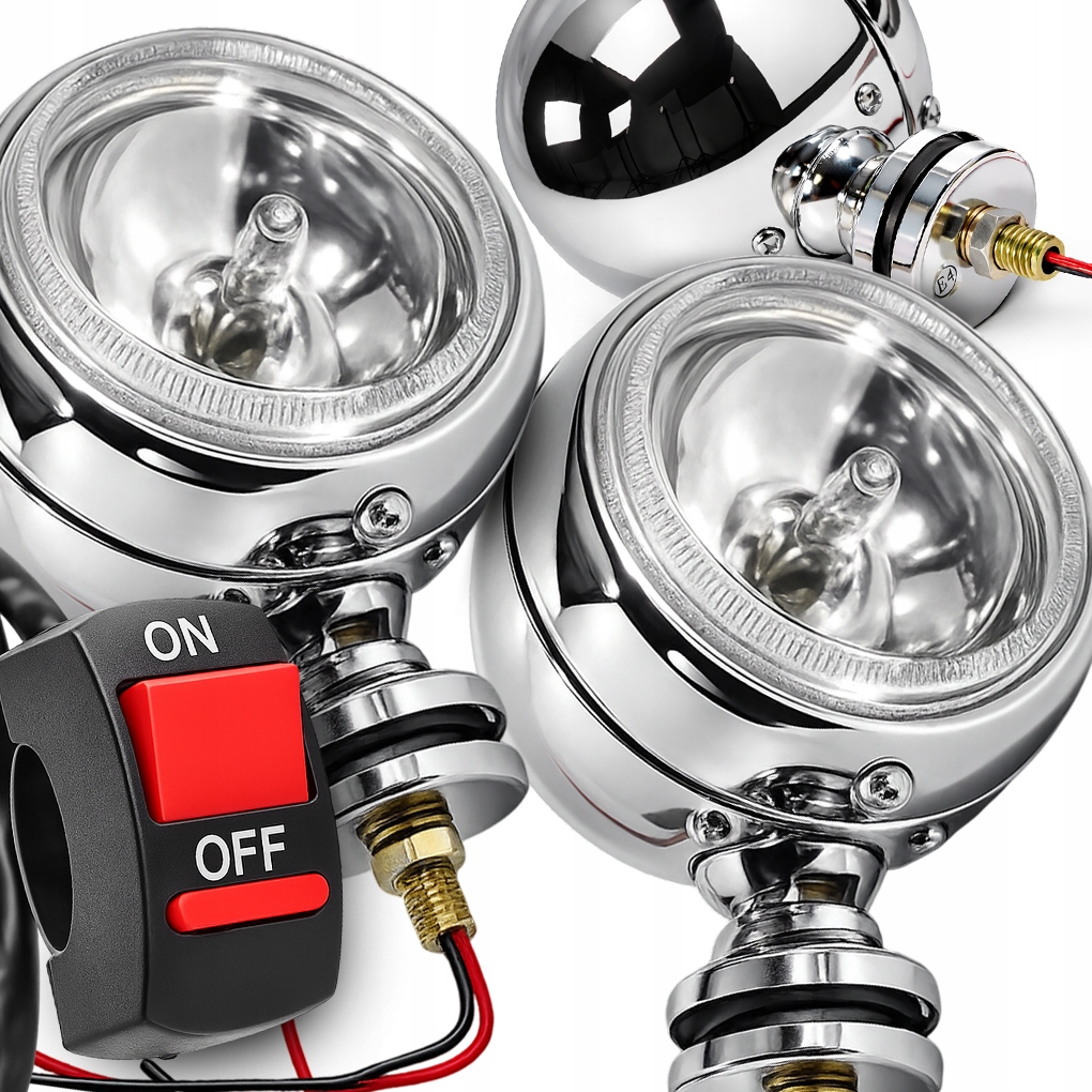 Lampy Halogeny Motocyklowe Na Gmole Lightbary Chrom Do Motoru Przełącznik