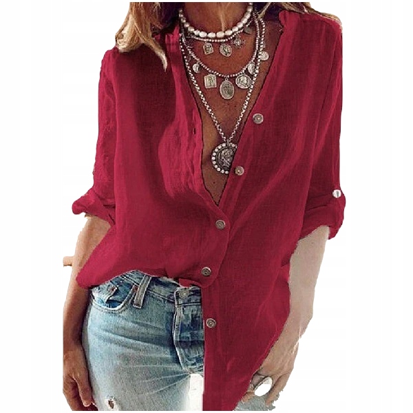 ELEGANCKA KOSZULA BLUZKA KOSZULOWA ROZPINANA L