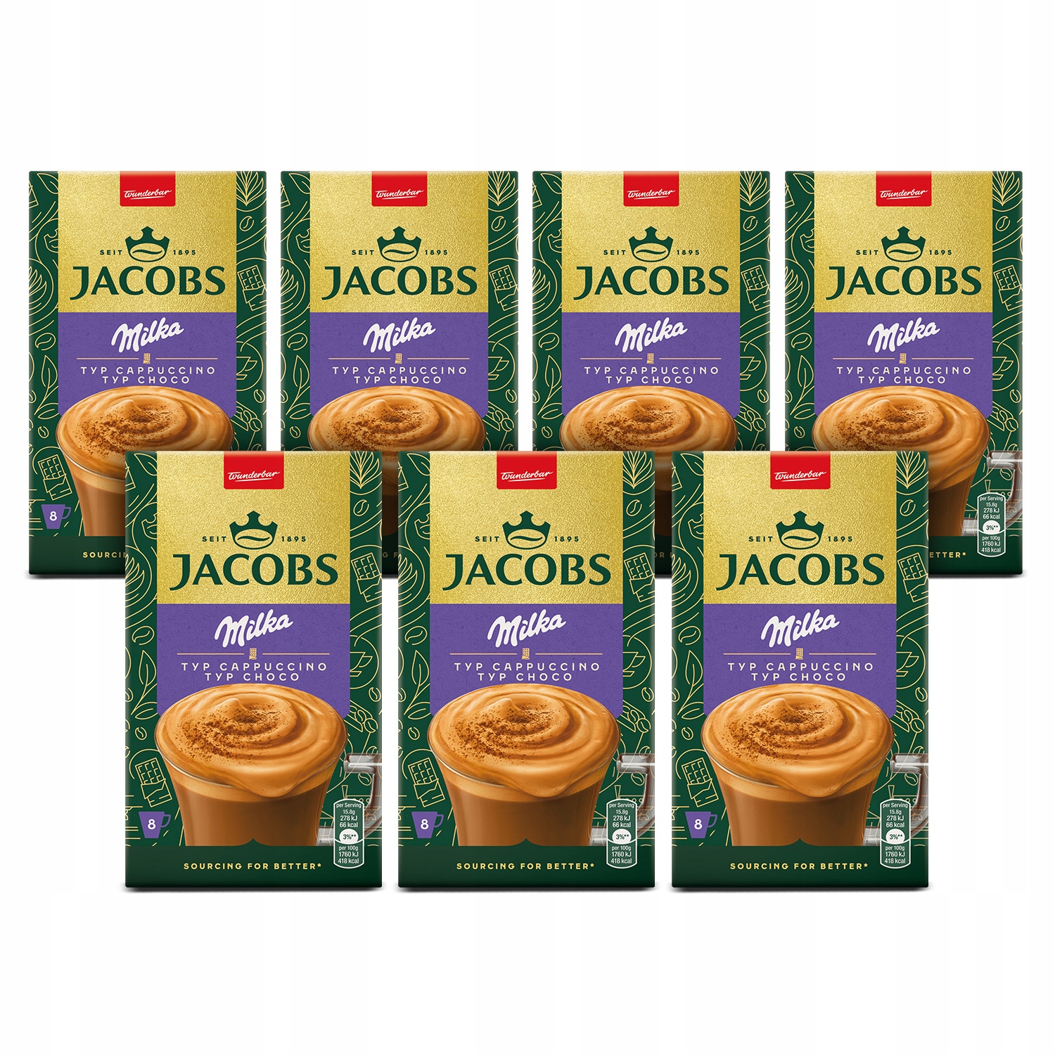 Kawa rozpuszczalna smakowa Jacobs Cappuccino Choco Milka 7 opakowań