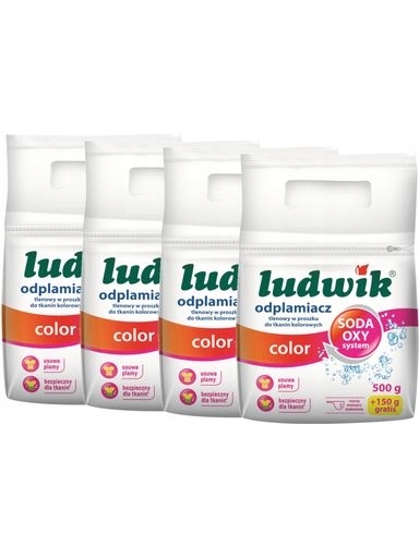 Levně Ludwik Soda Oxy Odstraňovač skvrn na praní barev 4x650g