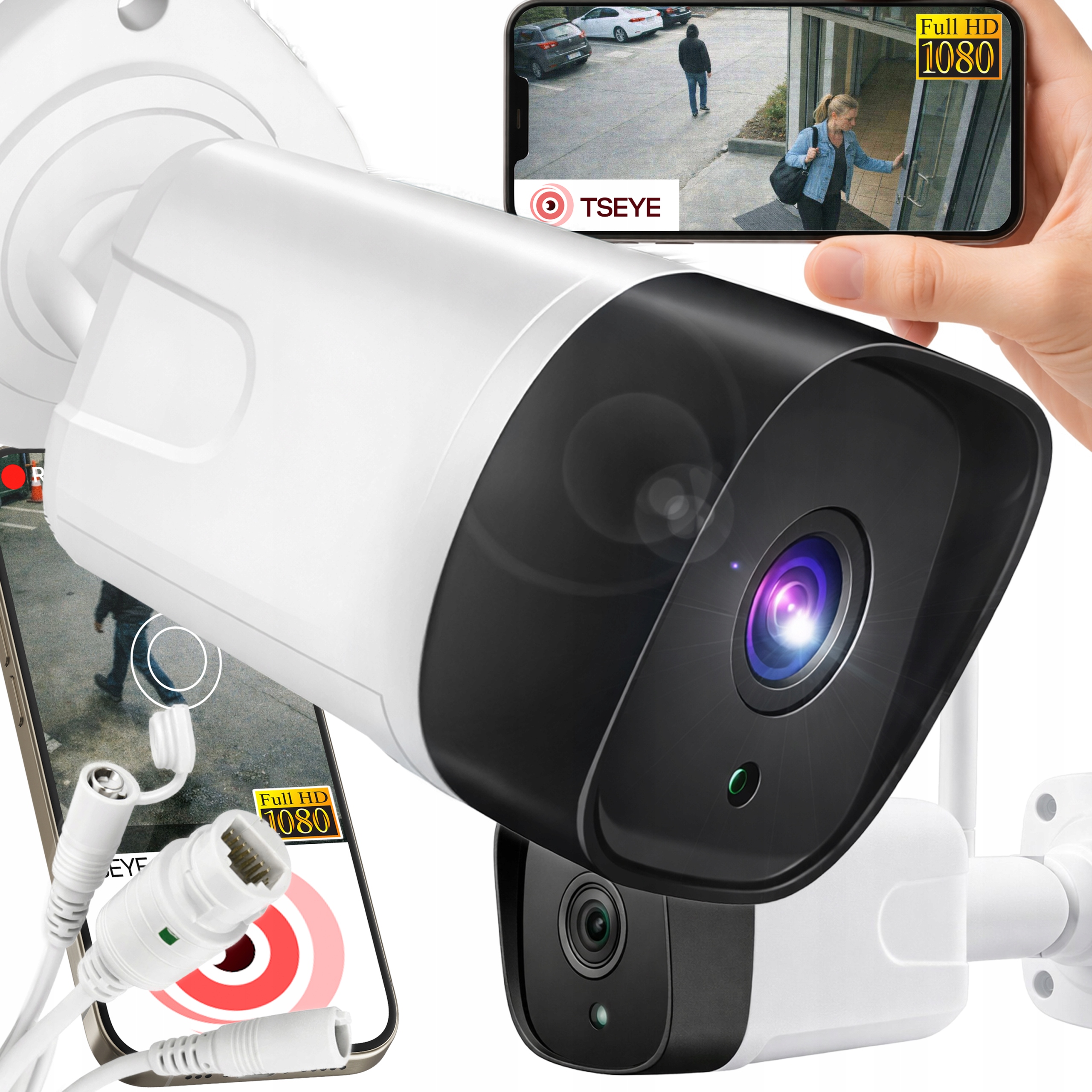 Bezprzewodowa Kamera Wifi Ip Zewnętrzna 1080p Full Hd 2MPX Monitoring Alarm