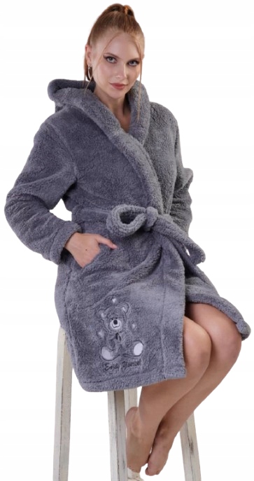 Šedý Župan Medvídek Nadýchaný Tlustý Teplý Župan M