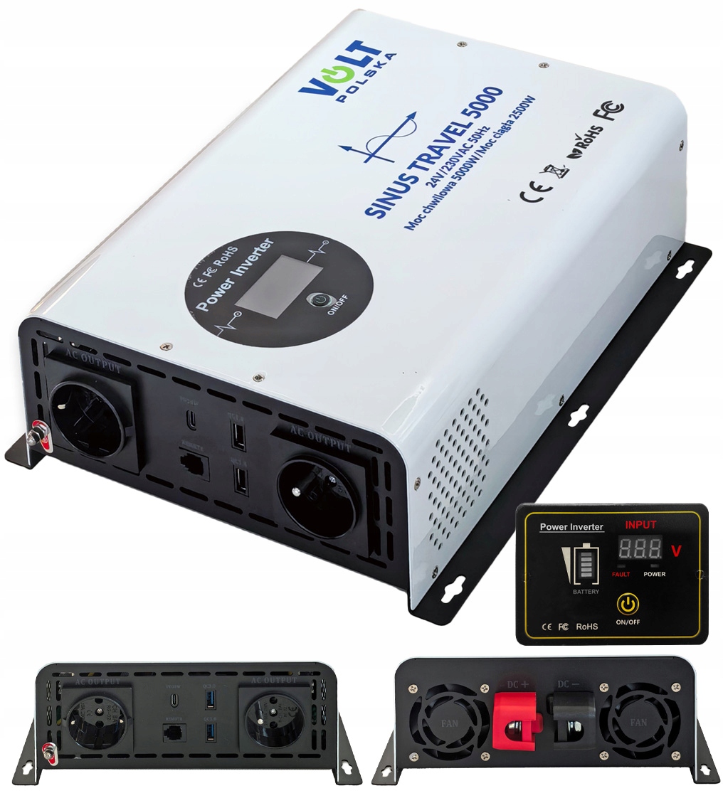 Przetwornica Napięcia Volt Polska Sinus Travel 5000 LCD 24V/230V Pilot