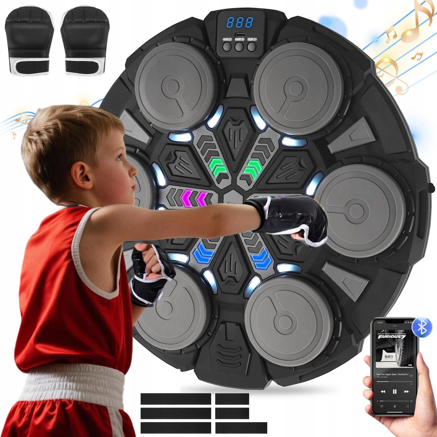 Bluetooth Nástěnný Boxovací Disk, Hudební Tréninková Deska S Rukavicemi
