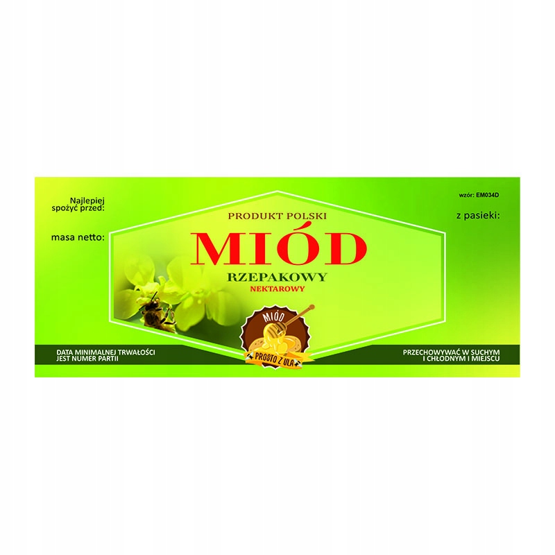 

Etykieta na miód rzepakowy EM034D - duże
