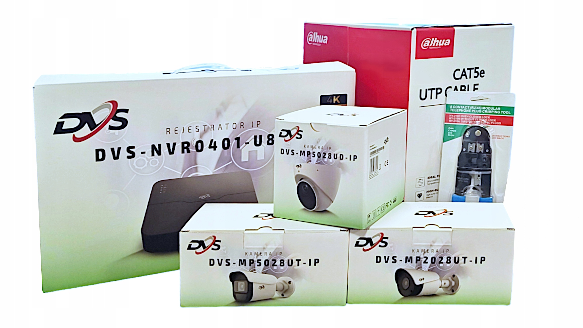 ZESTAW KAMER IP DO DOMU 5Mpx POE 2 KAMERY ZEWNĘTRZNE DVS DETEKCJA 1TB P2P Model ZESTAW KAMER DO MONITORINGU 2 KAMERY DVS UTP DAHUA