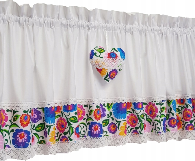

zazdrostka bawełniana wzór łowicki 150x40 serce