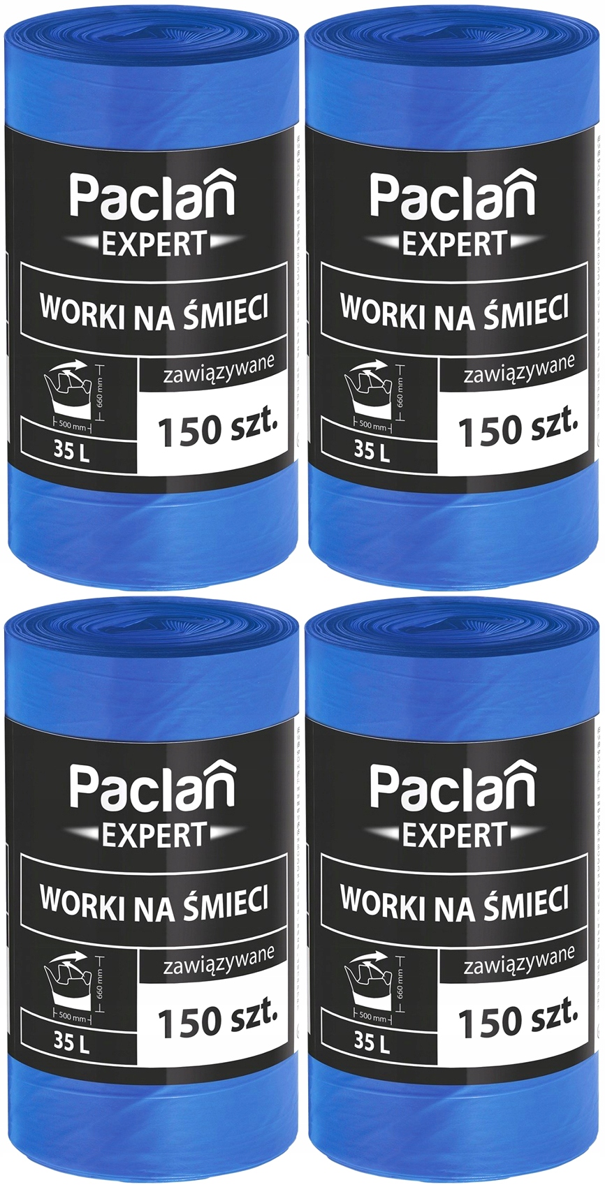 4x Sáčky Na Odpadky Zavázané Silné Nepraskající 35L 150 Ks Paclan Expert