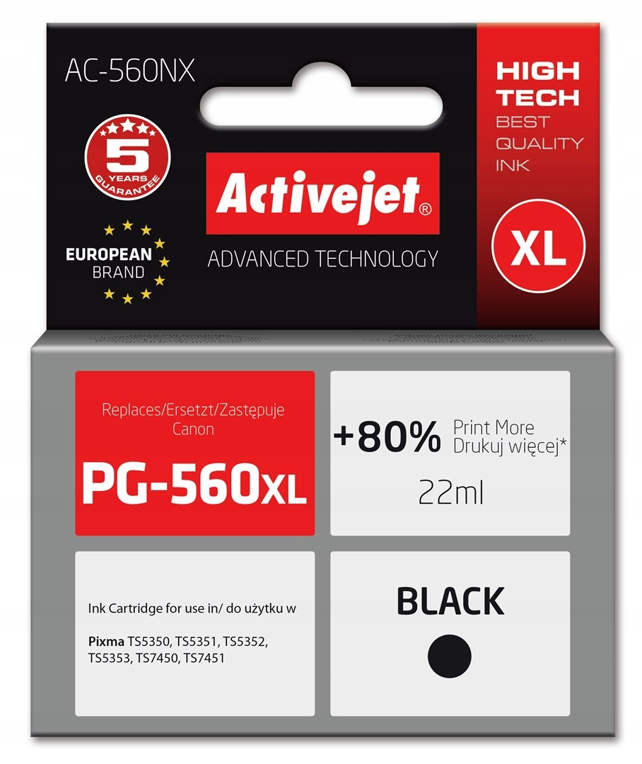 Inkoust Activejet pro Canon PG-560XL new AC-560NX černý (black)