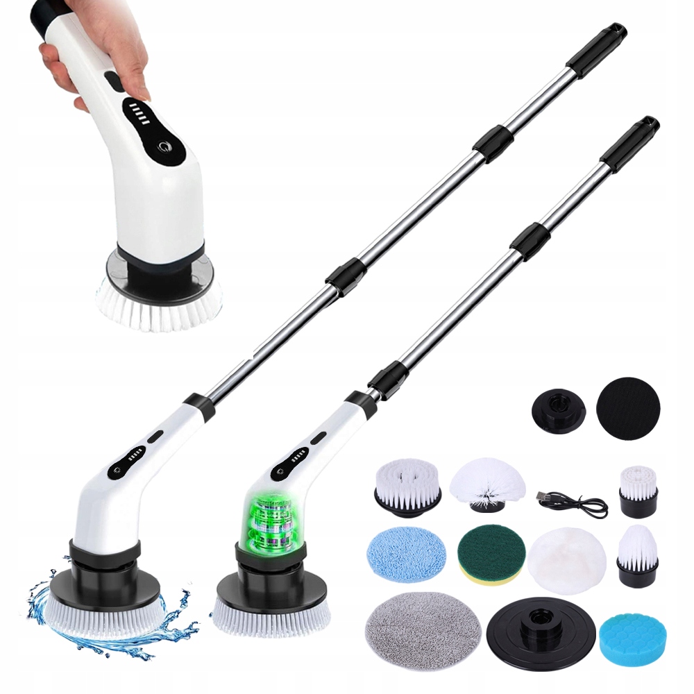 Levně Bílý Elektrický Rotační Čisticí Kartáč, Vyměnitelné Hlavice Kartáčů