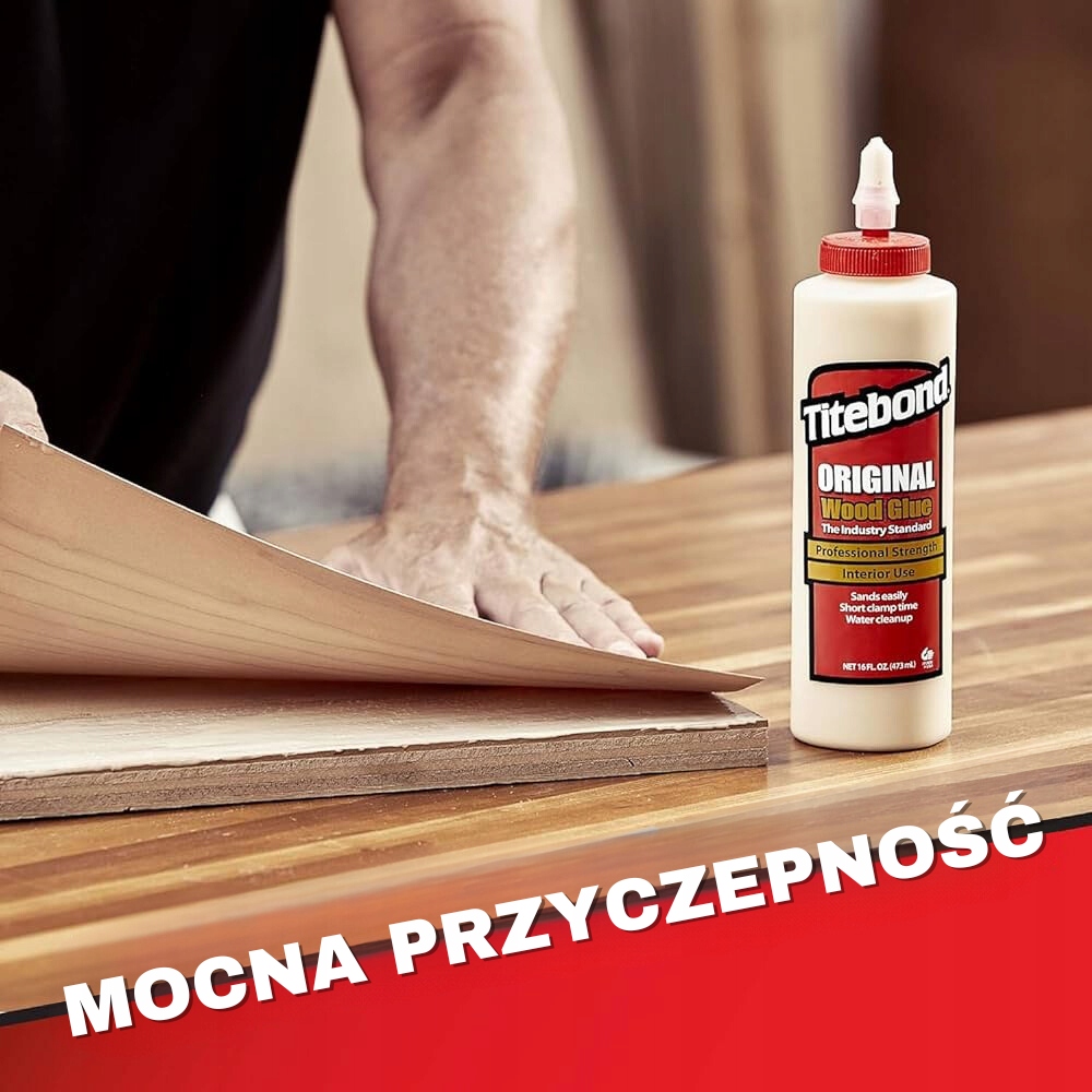 KLEJ DO DREWNA SKÓRY LAMINATU TKANIN D2 Titebond Original - 237ml WEWNĄTRZ Stan opakowania oryginalne