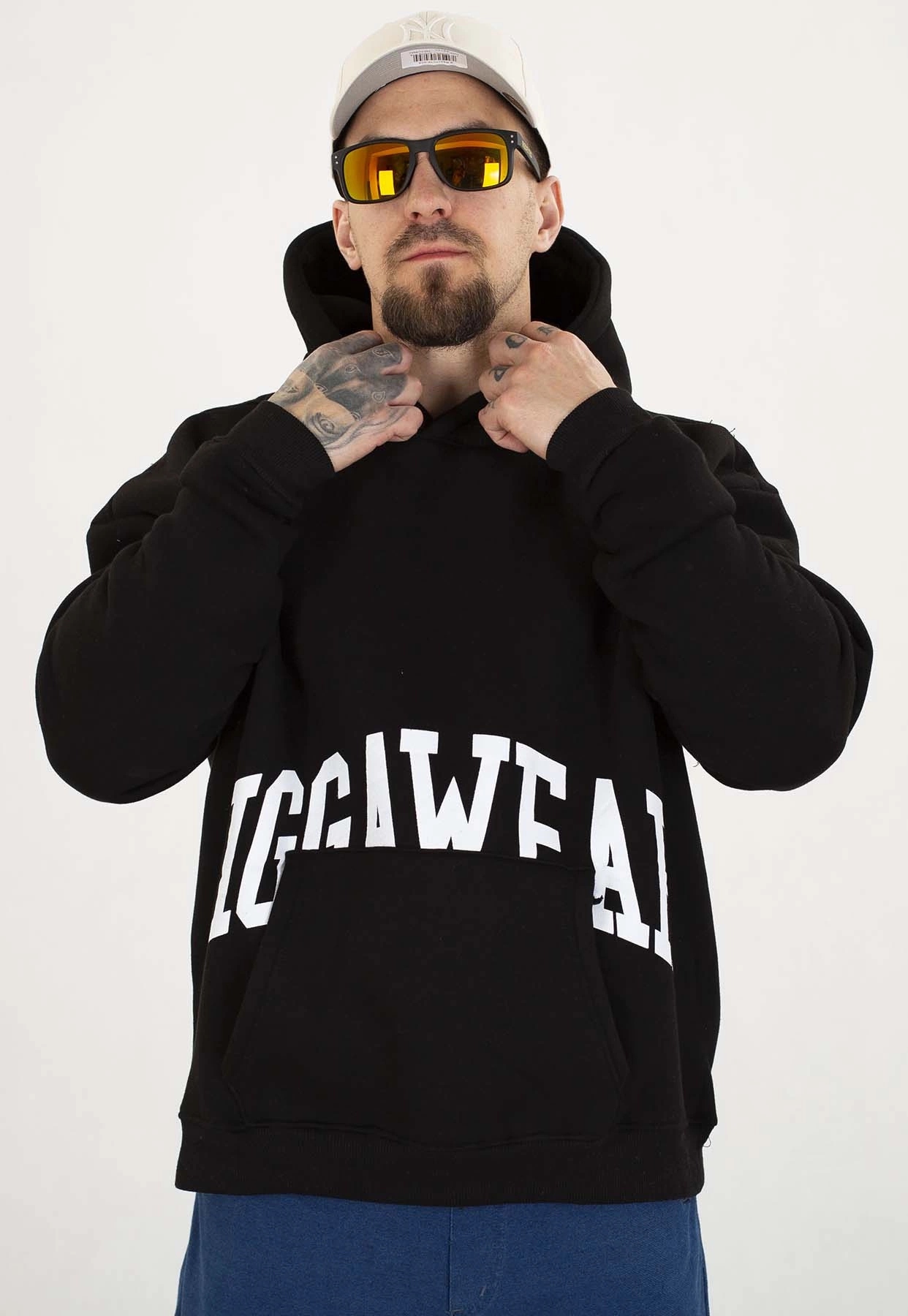 Mikina Jigga Wear S Kapucí Baggy College černá