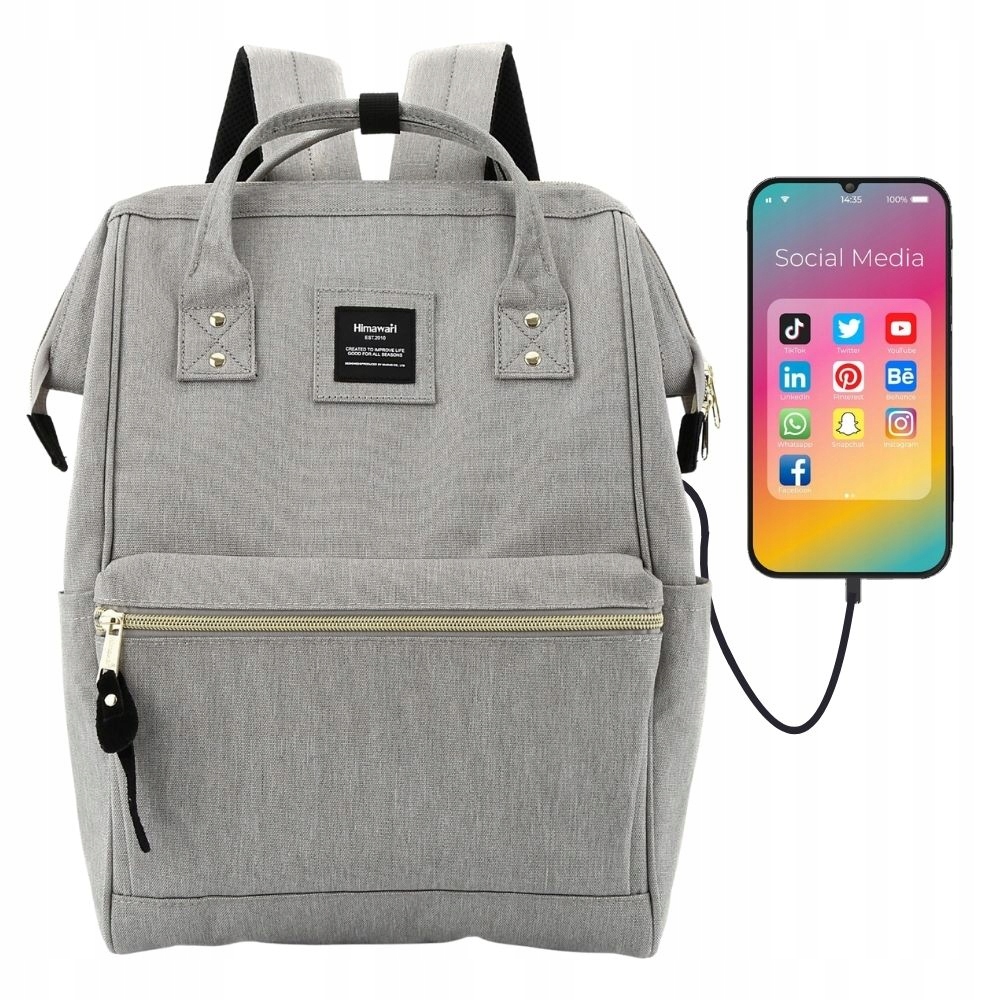 Batoh s městskými kapsami a Usb, prostorný, pojme A4 na notebook