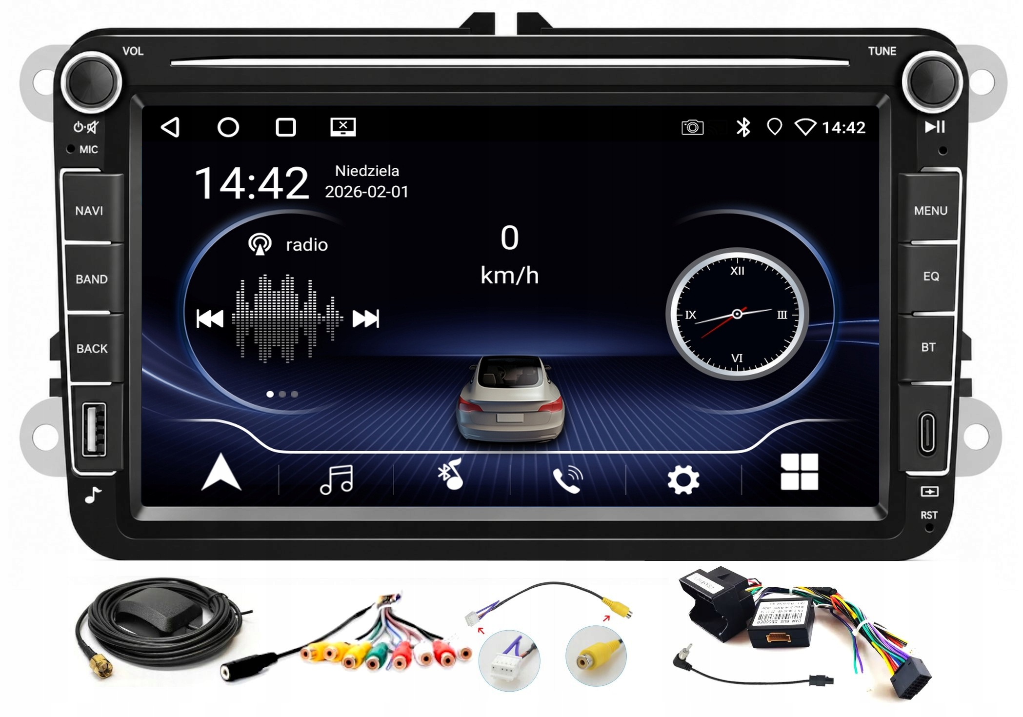 Autorádio S Gps Navigací Android Vw Touran 2003-2015 Carplay Wifi Usb 4/64GB