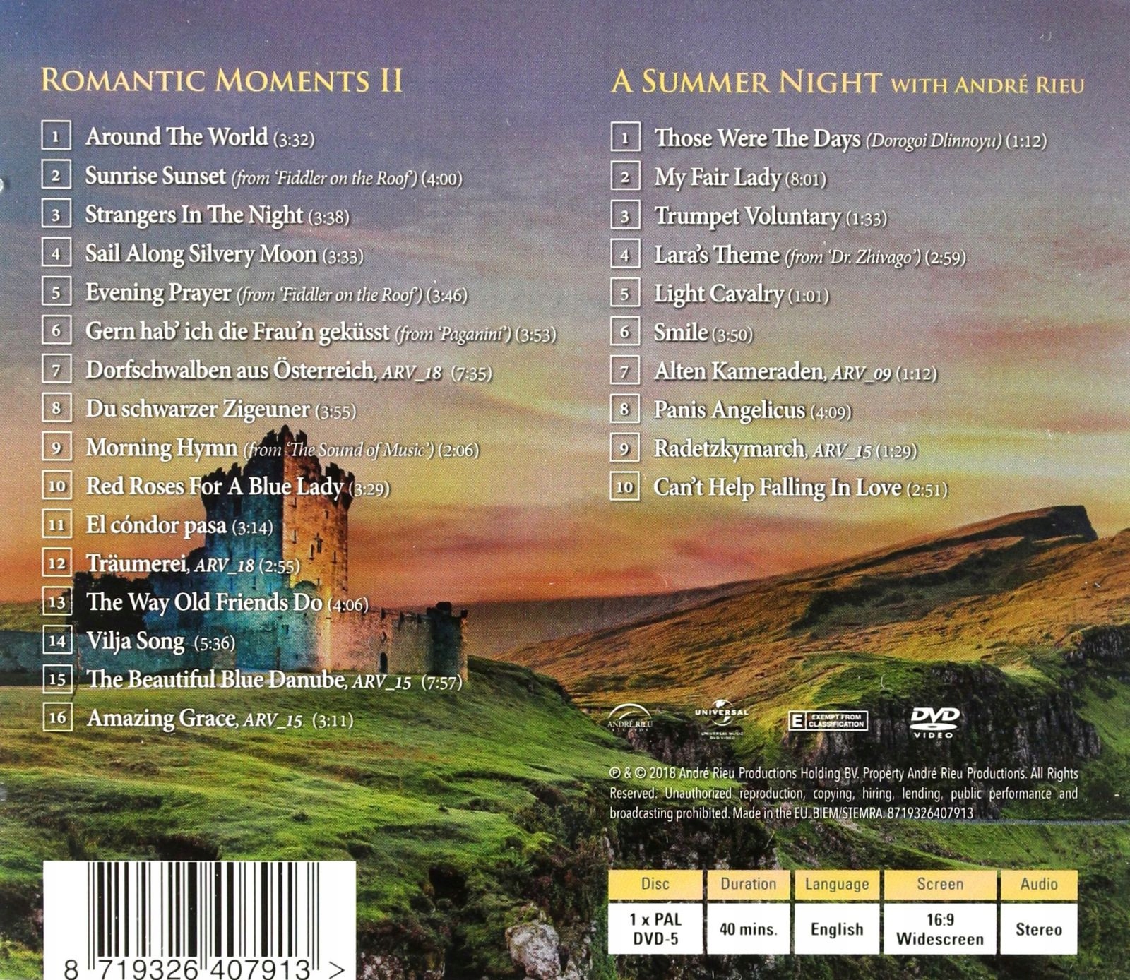 ANDRE RIEU: ROMANTIC MOMENTS II [CD]+[DVD] Stan opakowania oryginalne