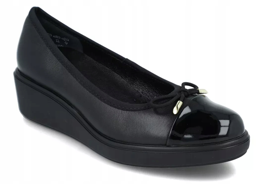 Černé lodičky Ryłko 3LNF6_V Ryłko Relax nízká kožená platfora R37