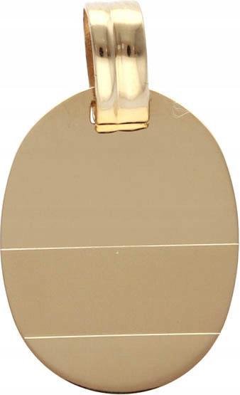 Zlatý přívěsek 585 oválný vojenská známka plech s módním vzorem pro řetízek
