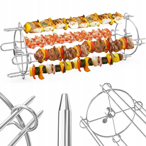 ZESTAW DO ROŻNA OBROTOWEGO ROŻNO DO SZASZŁYKÓW ZE STALI NIERDZEWNEJ